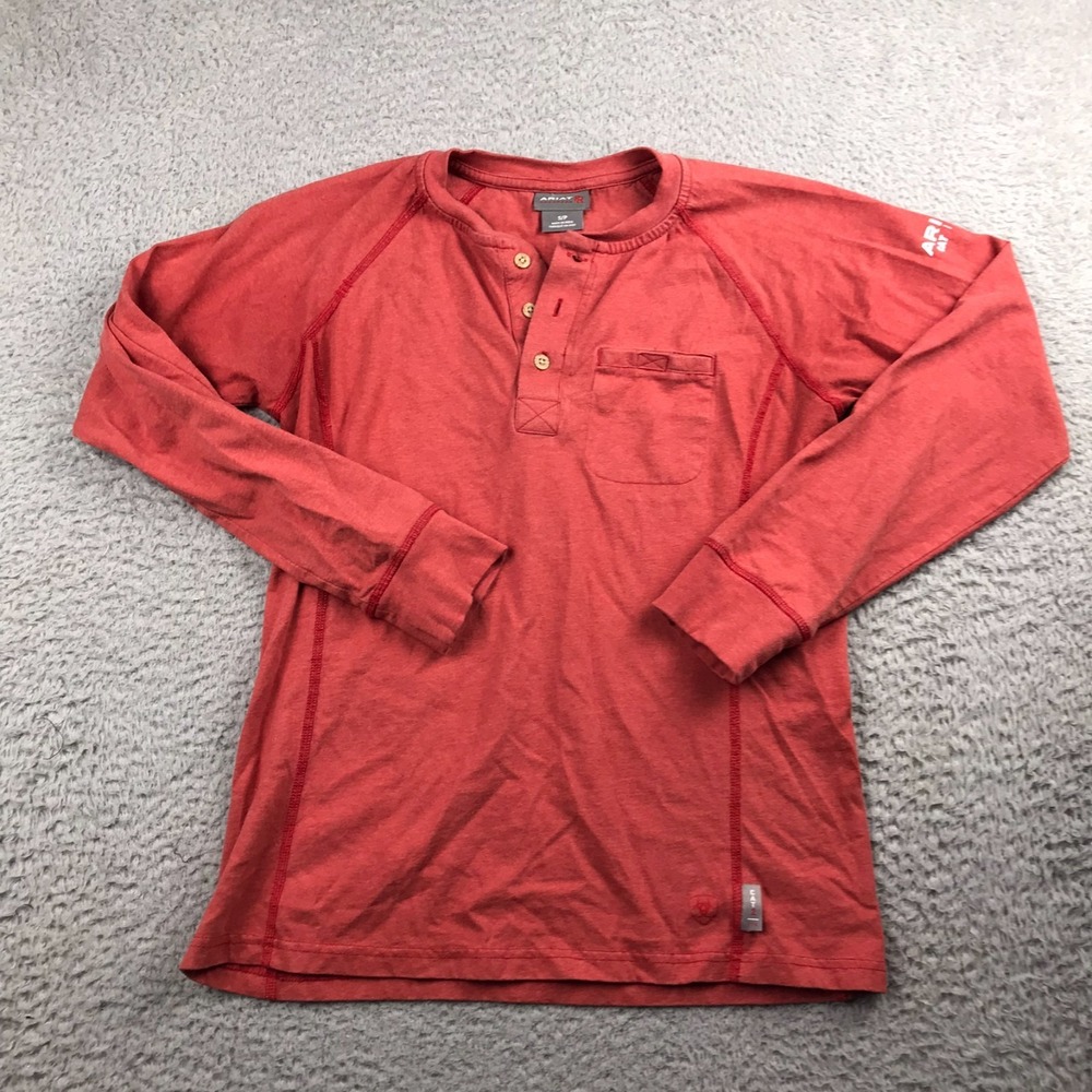 Ariat FR Shirt Mens S Red Henley Flame Resistant Long Sleeve Workwear